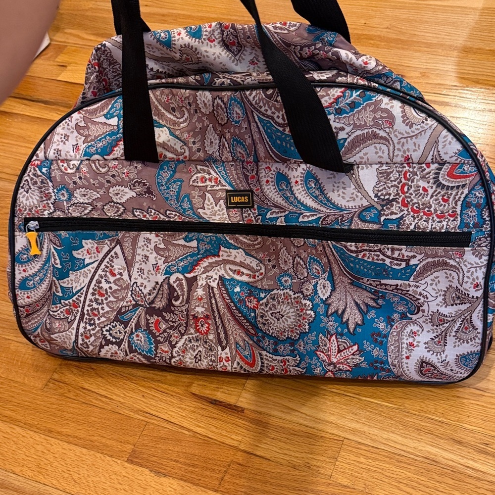 Lucas Paisley Print Duffel Bag - Blue and Brown